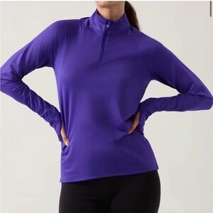 Athleta Whistler Half Zip Noble Blue Shirt Size Small
